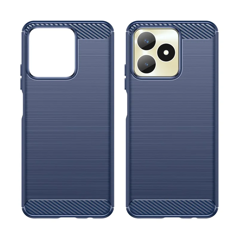 For Realme C53 (Global) / C53 (India) / C51 / Narzo N53 4G TPU Phone Case Carbon Fiber Texture Brushed Cover - Blue