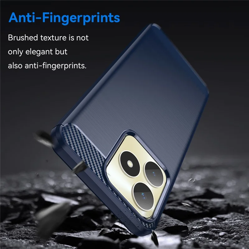 For Realme C53 (Global) / C53 (India) / C51 / Narzo N53 4G TPU Phone Case Carbon Fiber Texture Brushed Cover - Blue