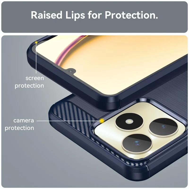For Realme C53 (Global) / C53 (India) / C51 / Narzo N53 4G TPU Phone Case Carbon Fiber Texture Brushed Cover - Blue