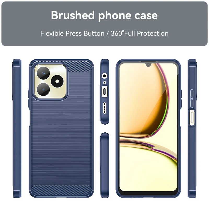 For Realme C53 (Global) / C53 (India) / C51 / Narzo N53 4G TPU Phone Case Carbon Fiber Texture Brushed Cover - Blue