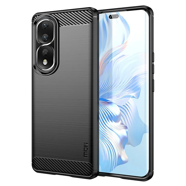 MOFI JK TPU Series-1 para Honor 90 Pro TPU Phone Case Capa de Telefone em Fibra de Carbono Escovada - Preto