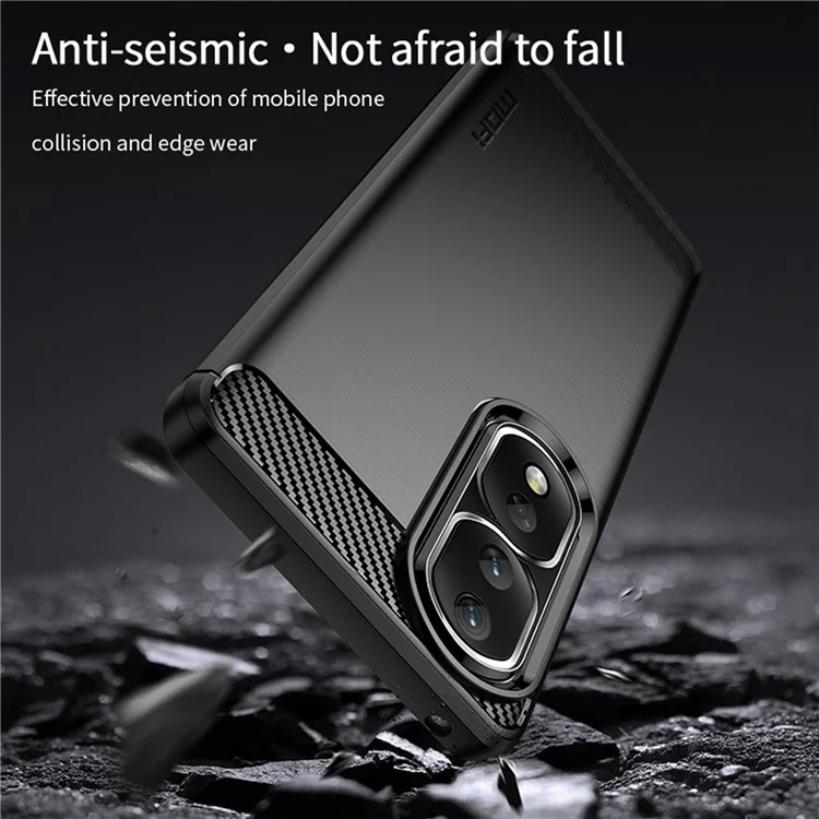 MOFI JK TPU Series-1 para Honor 90 Pro TPU Phone Case Capa de Telefone em Fibra de Carbono Escovada - Preto