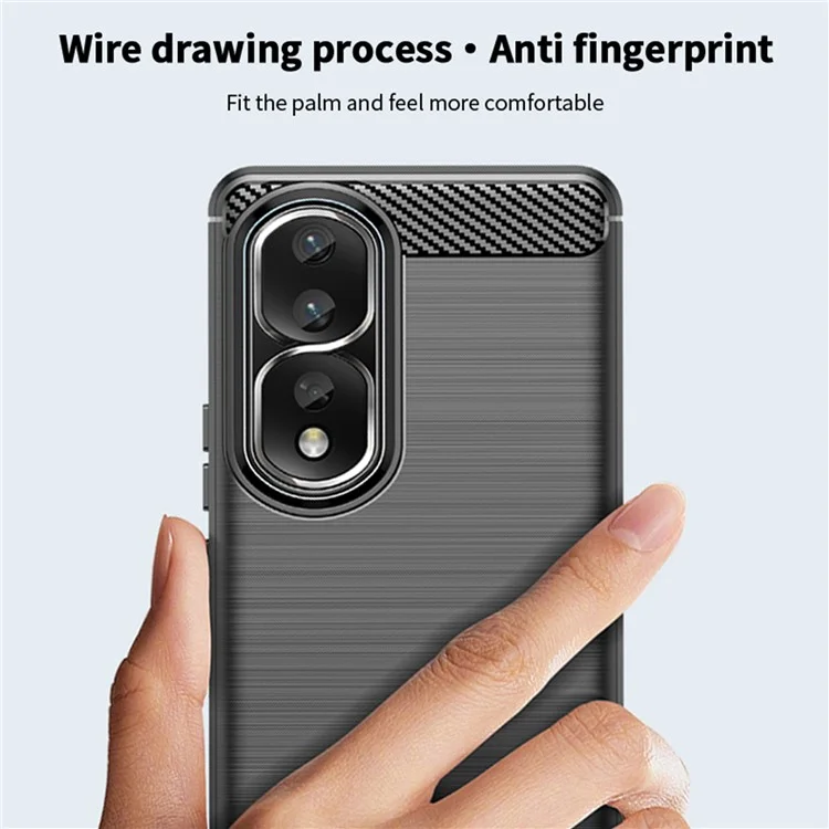 MOFI JK TPU Series-1 para Honor 90 Pro TPU Phone Case Capa de Telefone em Fibra de Carbono Escovada - Preto