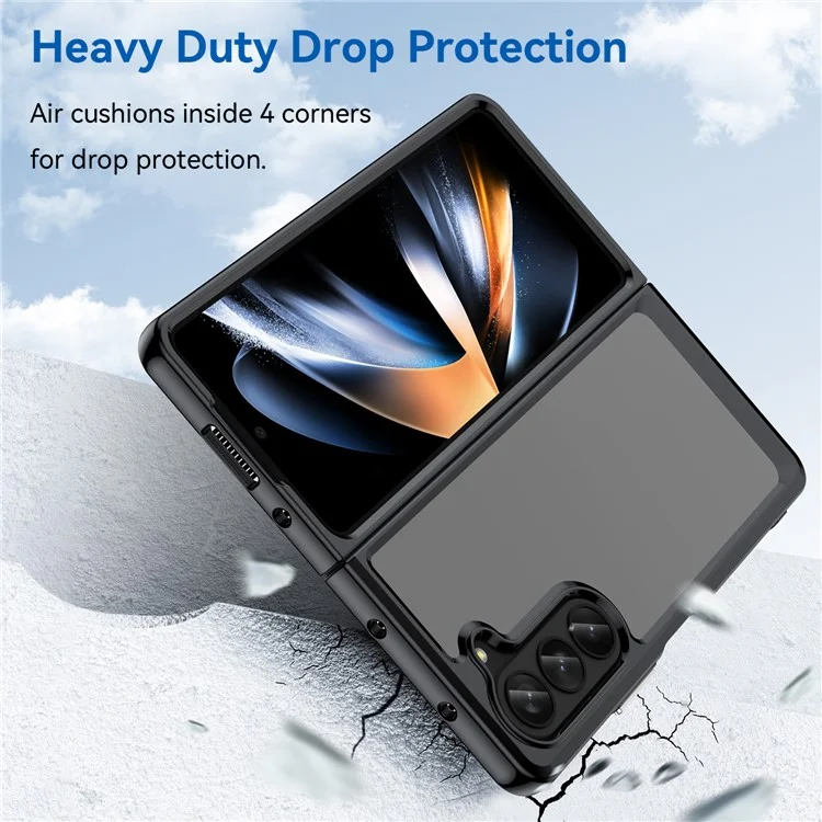 For Samsung Galaxy Z Fold5 5G Mobile Phone Back Cover TPU+Acrylic Clear Protective Shockproof Case - Black