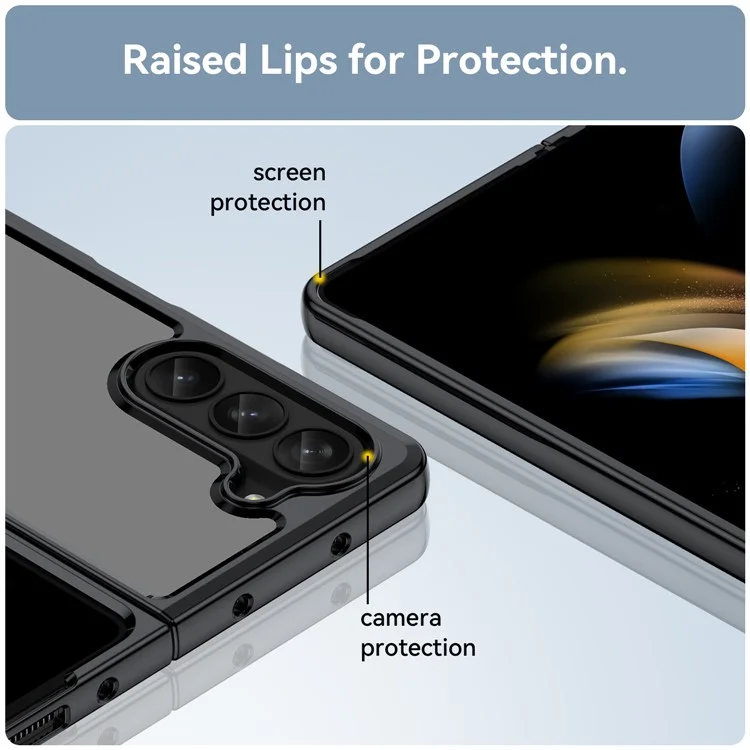 For Samsung Galaxy Z Fold5 5G Mobile Phone Back Cover TPU+Acrylic Clear Protective Shockproof Case - Black