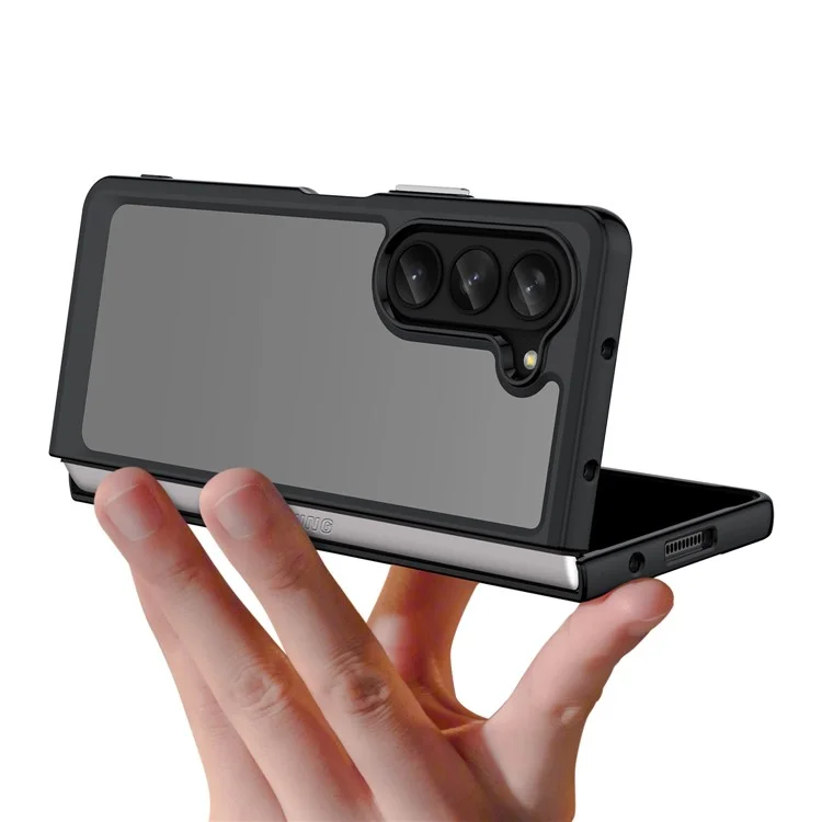 For Samsung Galaxy Z Fold5 5G Mobile Phone Back Cover TPU+Acrylic Clear Protective Shockproof Case - Black