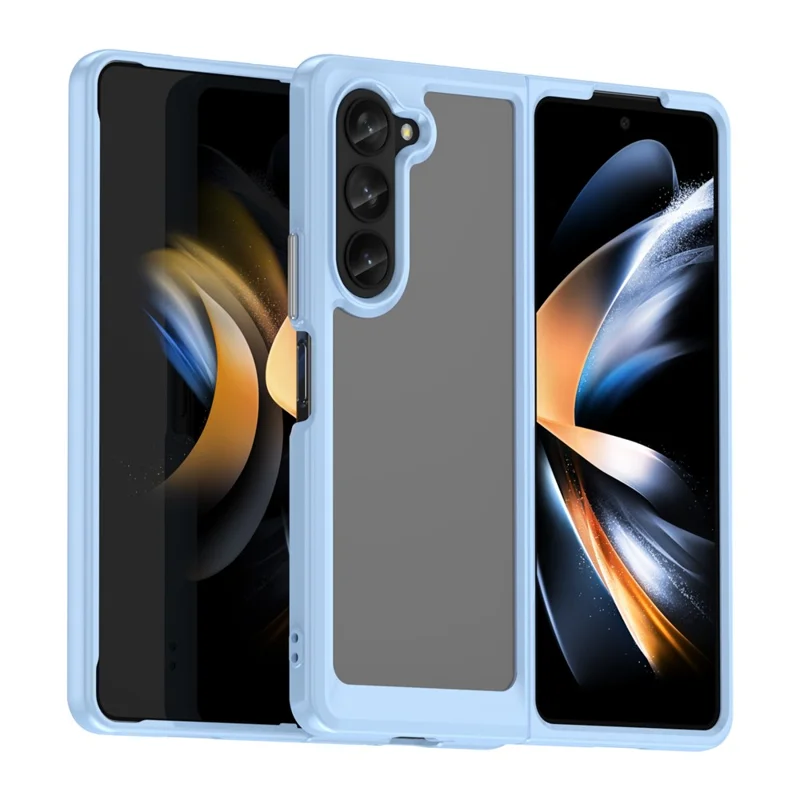 For Samsung Galaxy Z Fold5 5G Mobile Phone Back Cover TPU+Acrylic Clear Protective Shockproof Case - Blue