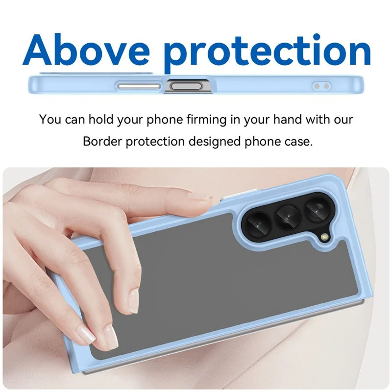For Samsung Galaxy Z Fold5 5G Mobile Phone Back Cover TPU+Acrylic Clear Protective Shockproof Case - Blue