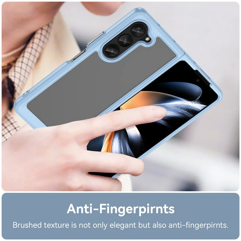 For Samsung Galaxy Z Fold5 5G Mobile Phone Back Cover TPU+Acrylic Clear Protective Shockproof Case - Blue