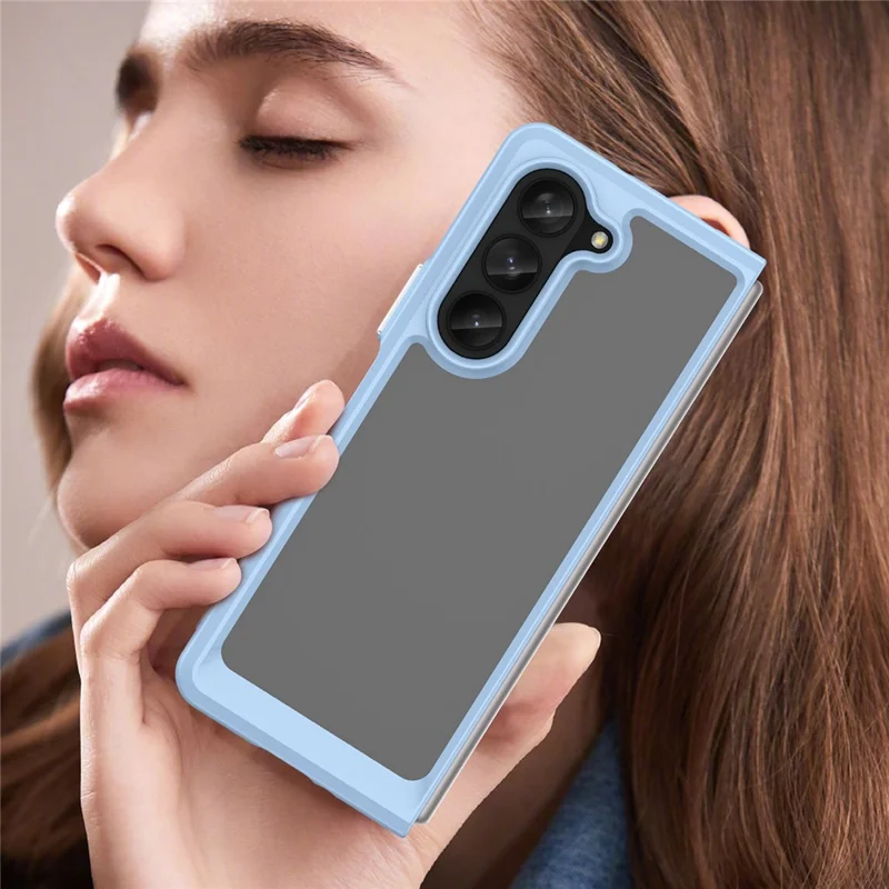 For Samsung Galaxy Z Fold5 5G Mobile Phone Back Cover TPU+Acrylic Clear Protective Shockproof Case - Blue