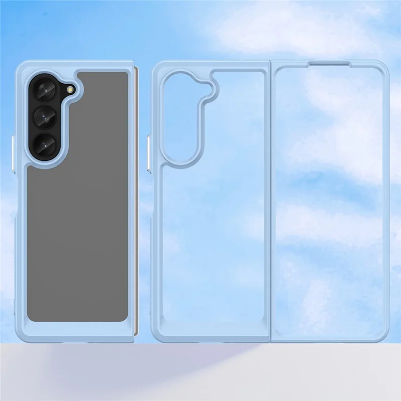 For Samsung Galaxy Z Fold5 5G Mobile Phone Back Cover TPU+Acrylic Clear Protective Shockproof Case - Blue