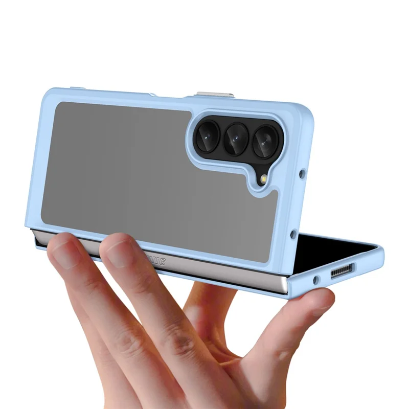 For Samsung Galaxy Z Fold5 5G Mobile Phone Back Cover TPU+Acrylic Clear Protective Shockproof Case - Blue