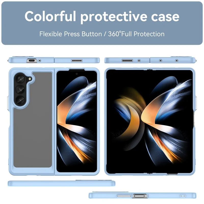 For Samsung Galaxy Z Fold5 5G Mobile Phone Back Cover TPU+Acrylic Clear Protective Shockproof Case - Blue