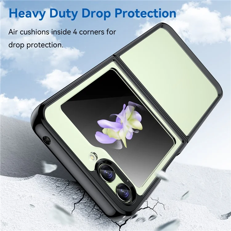 Para Samsung Galaxy Z Flip5 5G Capa Protetora de Telefone Móvel Transparente - Preta
