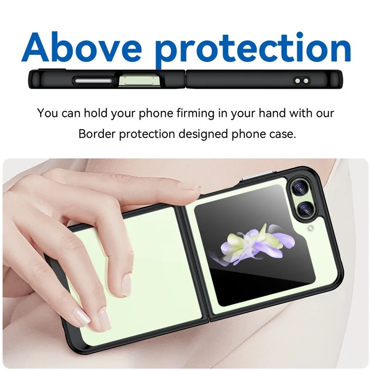 Para Samsung Galaxy Z Flip5 5G Capa Protetora de Telefone Móvel Transparente - Preta