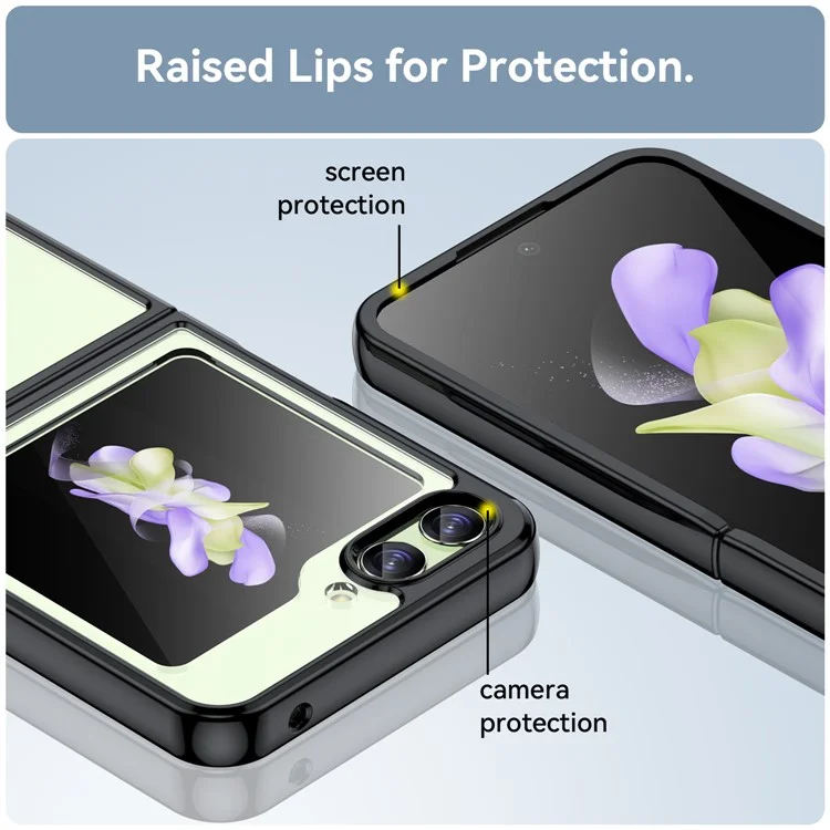 Para Samsung Galaxy Z Flip5 5G Capa Protetora de Telefone Móvel Transparente - Preta