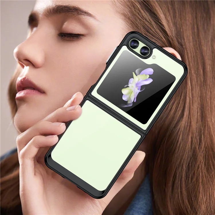 Para Samsung Galaxy Z Flip5 5G Capa Protetora de Telefone Móvel Transparente - Preta