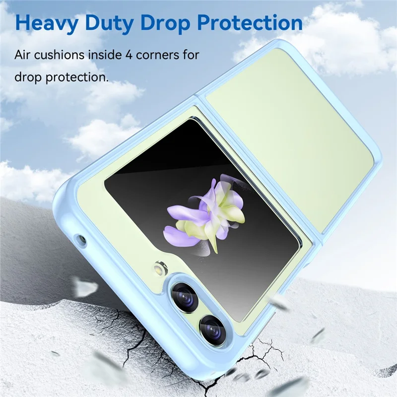 For Samsung Galaxy Z Flip5 5G Mobile Phone Back Cover Clear Protective Shockproof TPU+Acrylic Case - Blue
