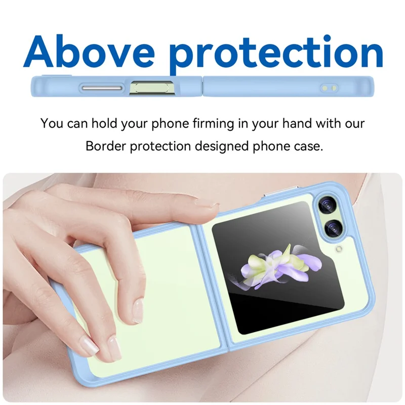 For Samsung Galaxy Z Flip5 5G Mobile Phone Back Cover Clear Protective Shockproof TPU+Acrylic Case - Blue