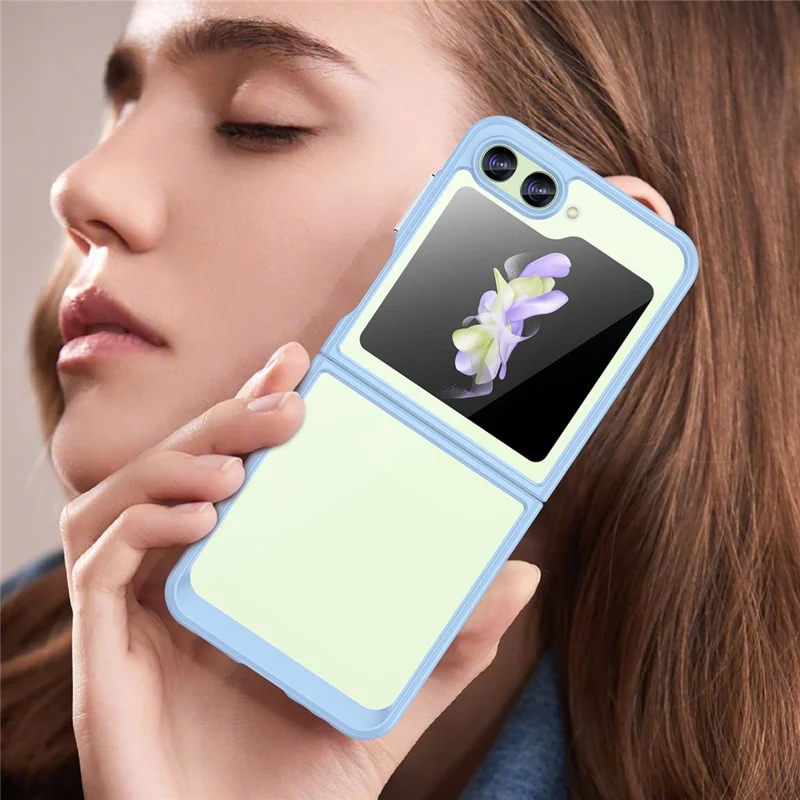 For Samsung Galaxy Z Flip5 5G Mobile Phone Back Cover Clear Protective Shockproof TPU+Acrylic Case - Blue