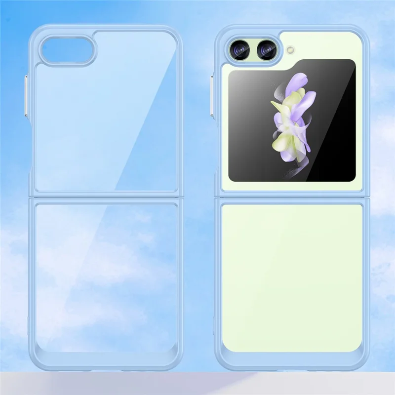 For Samsung Galaxy Z Flip5 5G Mobile Phone Back Cover Clear Protective Shockproof TPU+Acrylic Case - Blue