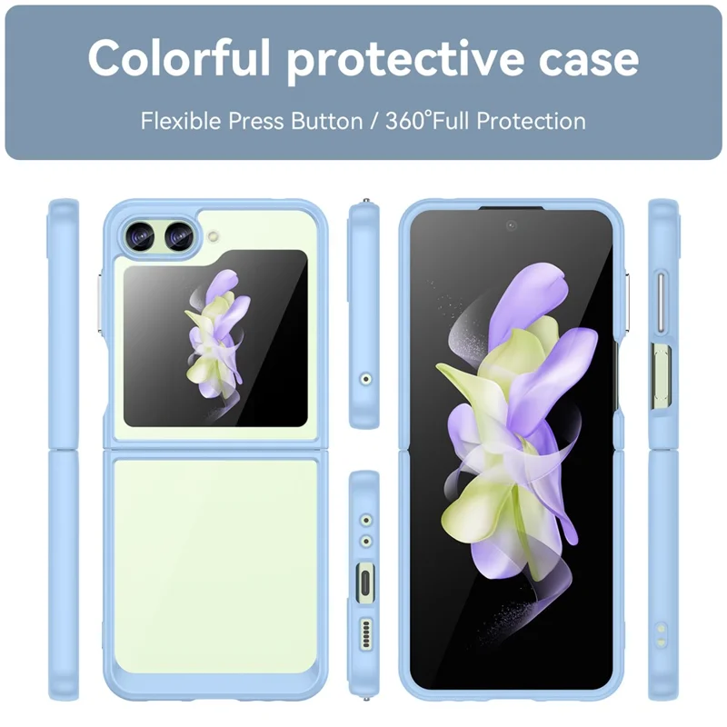 For Samsung Galaxy Z Flip5 5G Mobile Phone Back Cover Clear Protective Shockproof TPU+Acrylic Case - Blue