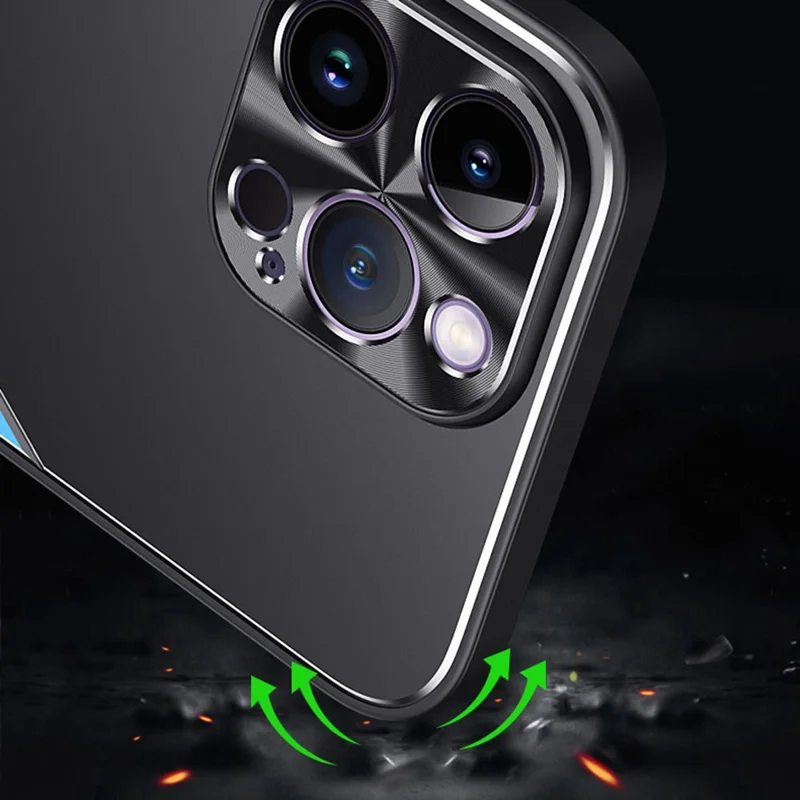 For iPhone 12 Pro Max 6.7 inch Aluminium Alloy + TPU Phone Case Anti-Scratch Cellphone Shell - Blue