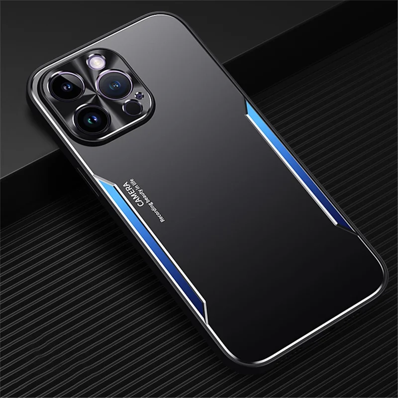 For iPhone 13 Pro 6.1 inch Phone Case Aluminium Alloy + TPU Cellphone Protective Shell - Blue