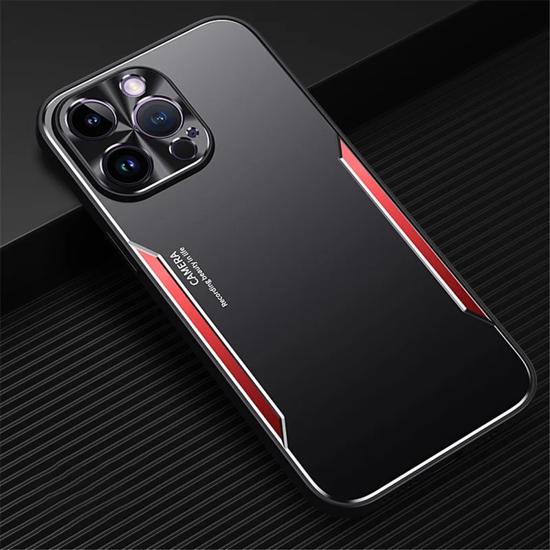 For iPhone 13 Pro 6.1 inch Phone Case Aluminium Alloy + TPU Cellphone Protective Shell - Red