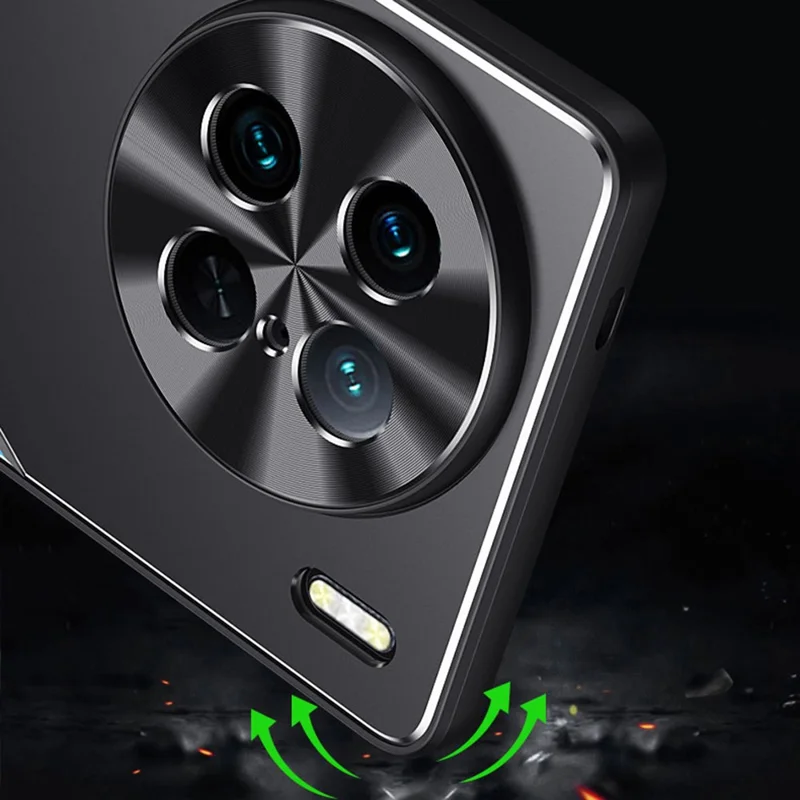 Phone Case for vivo X90 Pro 5G Aluminium Alloy+TPU Mobile Phone Shockproof Shell - Silver