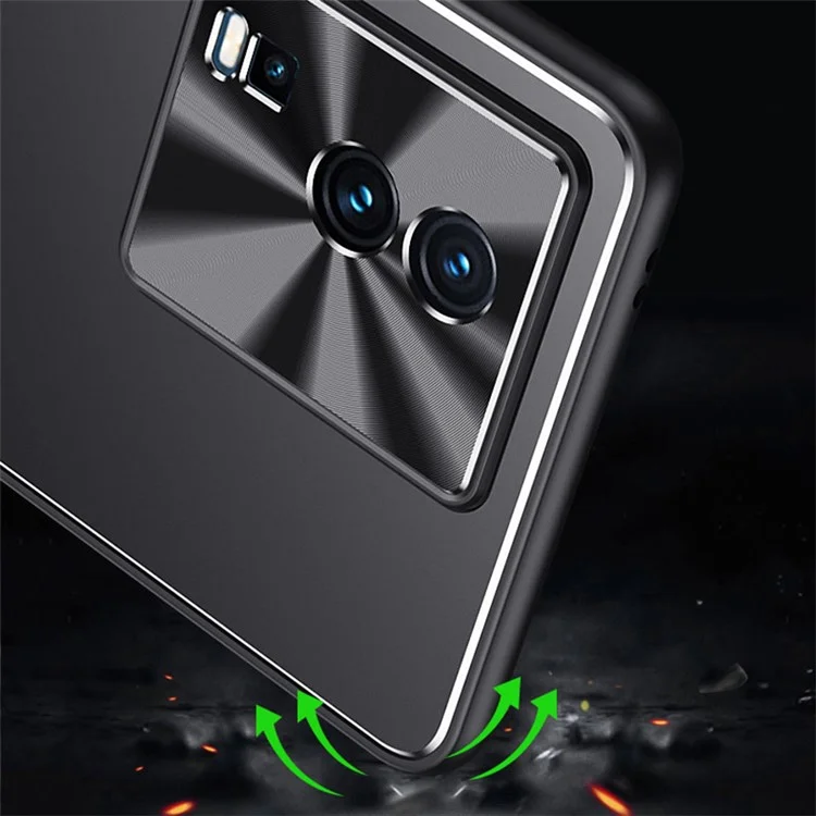 Per vivo iQOO Neo7 5G Kickstand Phone Cover TPU + Lega di Alluminio Anti-Impronta Digitale Phone Case - Blu