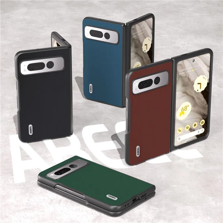 ABEEL For Google Pixel Fold Cowhide Leather+PC Phone Case Anti-Fall  Protective Cover - Black