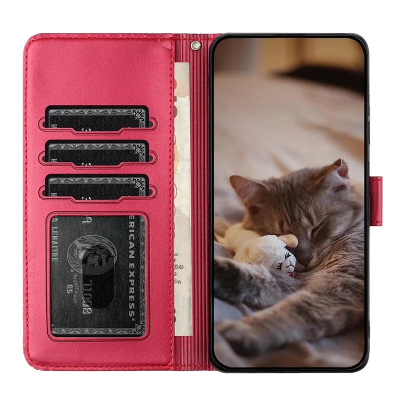 For Xiaomi Redmi Note 12 5G (China) / (India) / (Global) / Poco X5 5G Stand Wallet Leather Case Imprinted Phone Cover with Strap - Red