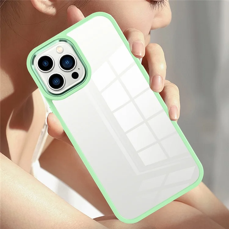 For iPhone 13 Pro 6.1 inch PC+TPU Anti-drop Cover Metal Lens Frame Clear Phone Case - Black