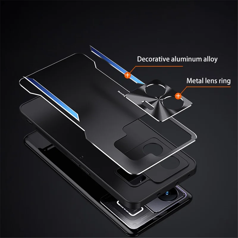 Für Realme GT Neo 5 5G / GT3 5G Aluminiumlegierung-beschichtete TPU Handyhülle mit erhöhtem Rand Schutzhülle - Blau