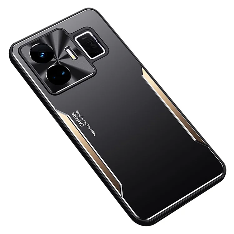 Para Realme GT Neo 5 5G / GT3 5G Funda de teléfono móvil de aleación de aluminio con revestimiento, con protección de borde elevado - Dorado