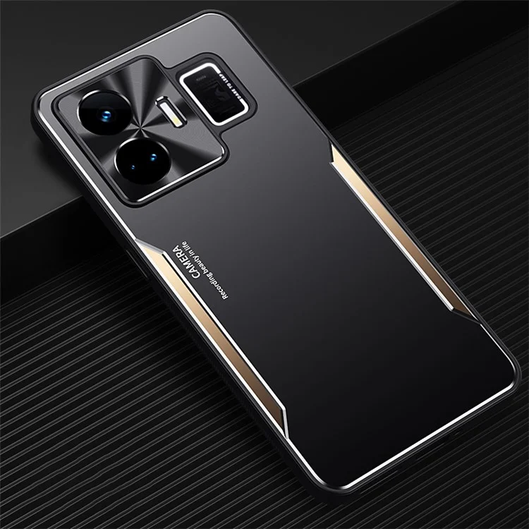 Para Realme GT Neo 5 5G / GT3 5G Funda de teléfono móvil de aleación de aluminio con revestimiento, con protección de borde elevado - Dorado