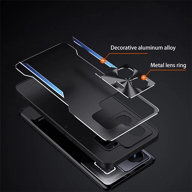 Para Realme GT Neo 5 5G / GT3 5G Funda de teléfono móvil de aleación de aluminio con revestimiento, con protección de borde elevado - Dorado
