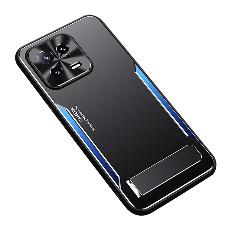 For Xiaomi 13 Cell Phone Cover Hard Aluminium Alloy + Flexible TPU Kickstand Phone Case - Blue