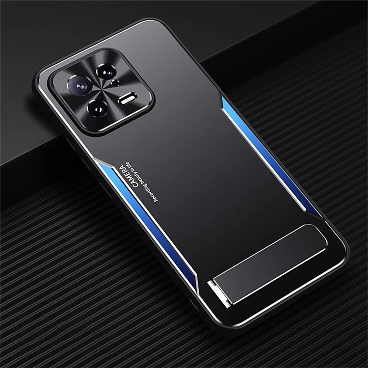 For Xiaomi 13 Cell Phone Cover Hard Aluminium Alloy + Flexible TPU Kickstand Phone Case - Blue