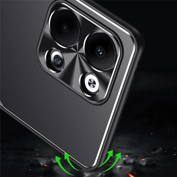 Para Oppo Reno9 Pro 5G Anti-Impressão Digital Cell Phone Shell TPU+Alumínio Alloy Cover Kickstand Case - Azul