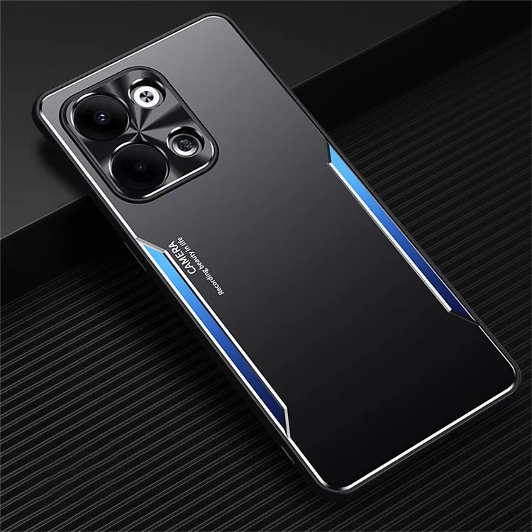 Für Oppo Reno9 5G Anti-Kratzer Handyschale Aluminiumlegierung Weiche TPU Erhöhter Linsenrahmen Handyhülle - Blau