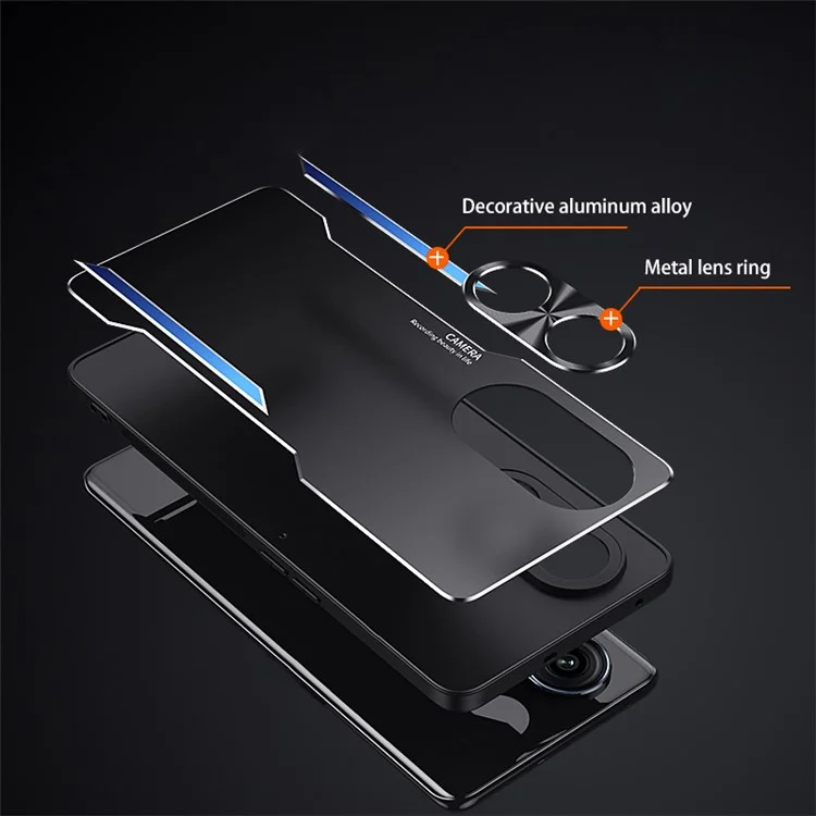 For Oppo A1 Pro 5G / A98 5G / Reno8 T 5G Raised Edge Protection Phone Case Aluminum Alloy + TPU Mobile Phone Cover - Blue