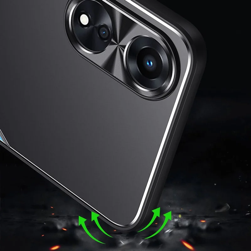For Oppo A58 5G Slim-fit Mobile Phone Case Aluminum Alloy Soft TPU Raised Edge Protection Cover - Blue