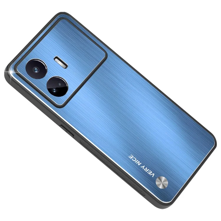 Para Realme GT Neo5 SE 5G Scratch Resistant Aluminum Alloy+TPU Mobile Phone Case Brushed Cover - Azul
