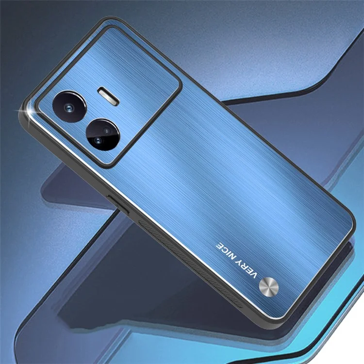 Para Realme GT Neo5 SE 5G Scratch Resistant Aluminum Alloy+TPU Mobile Phone Case Brushed Cover - Azul