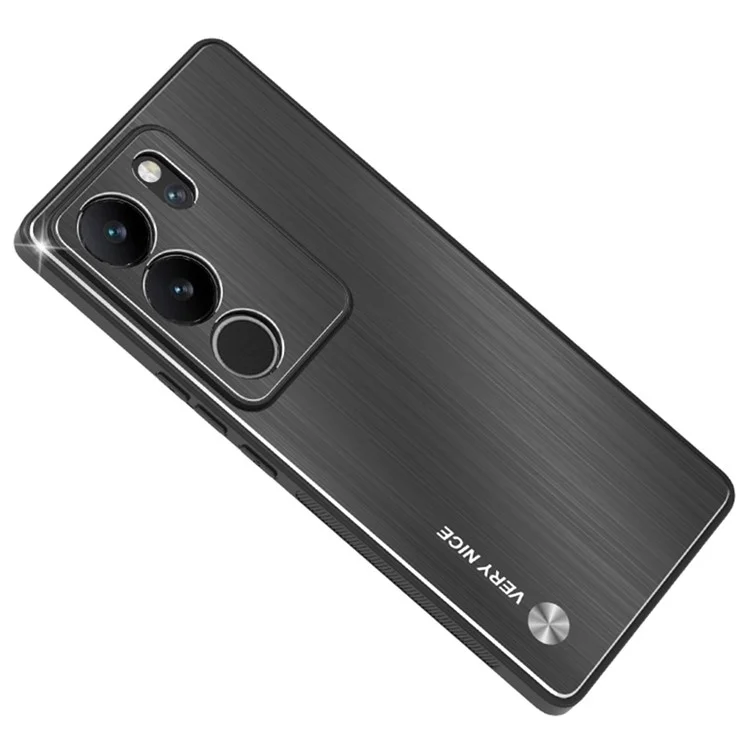 Para vivo S17 5G / S17 Pro 5G Telefone Móvel Anti-queda Capa Alumínio Liga+TPU Escovado Capa - Preto