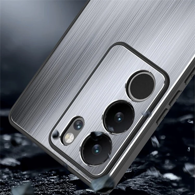 Para vivo S17 5G / S17 Pro 5G Telefone Móvel Anti-queda Capa Alumínio Liga+TPU Escovado Capa - Preto
