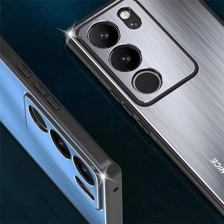 Para vivo S17 5G / S17 Pro 5G Telefone Móvel Anti-queda Capa Alumínio Liga+TPU Escovado Capa - Preto