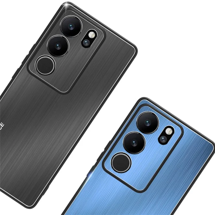 Para vivo S17 5G / S17 Pro 5G Telefone Móvel Anti-queda Capa Alumínio Liga+TPU Escovado Capa - Preto
